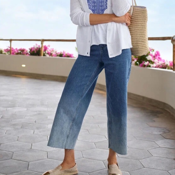 Talbots Denim - TALBOTS WIDE LEG CROP JEANS - HOFFMAN WASH